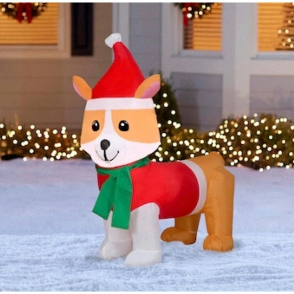 3.5ft Corgi Dog Holiday Airblown Inflatable